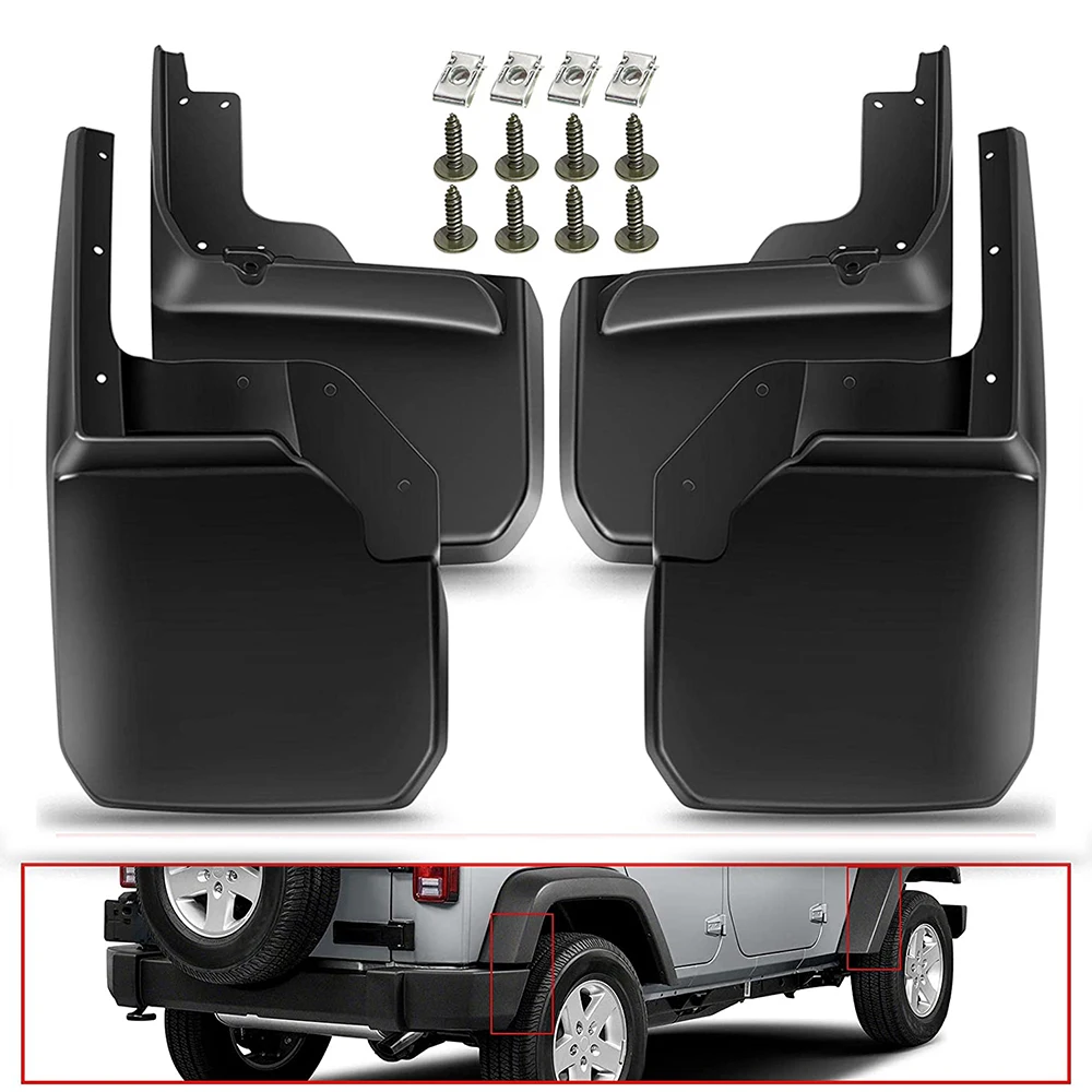 

Брызговики от грязи, брызговики для Jeep Wrangler JK 2007-2017, передние и задние 4 шт., набор аксессуаров для автомобилей