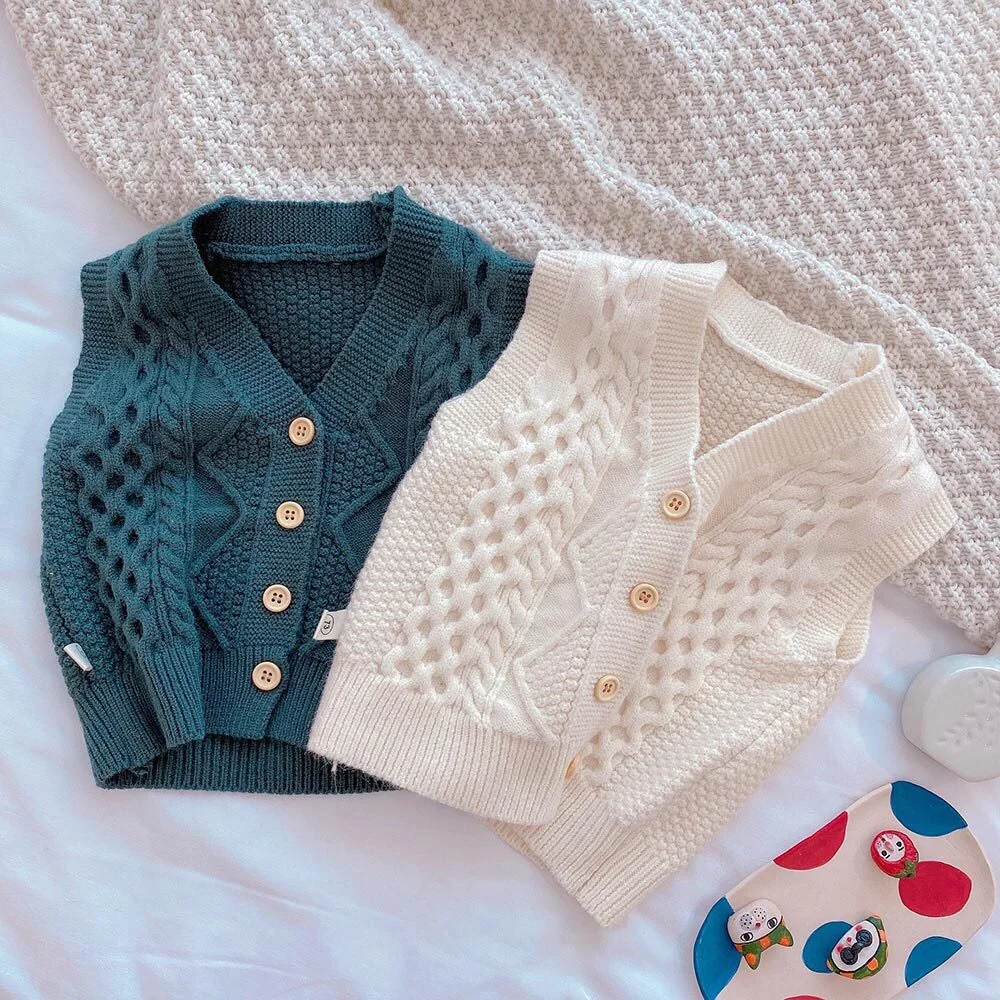 

Kids Girls Vest Spring Autumn Baby Clothes Knitted Casual Sleeveless Baby Boy Vest Children Winter Clothing Waistcoat 2021 New