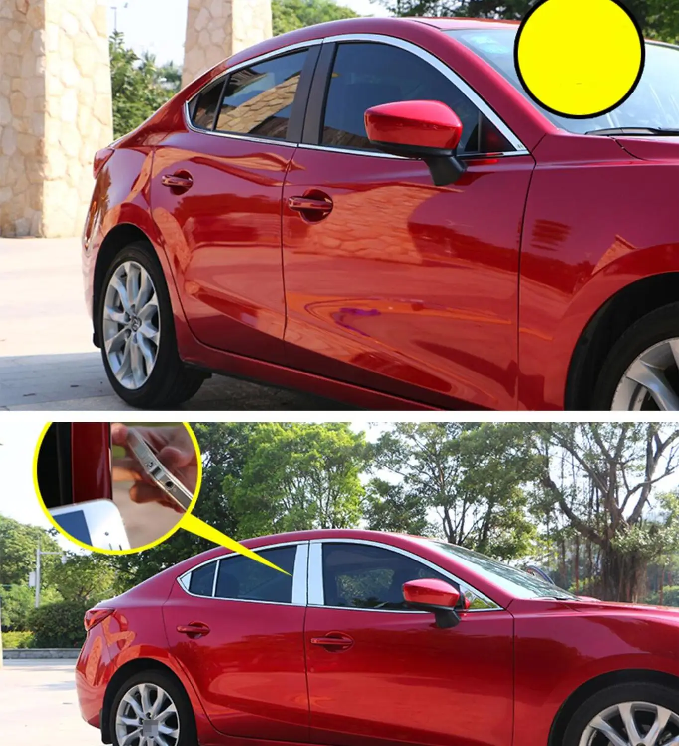 

Отделка из нержавеющей стали для крышки подоконника для mazda3 2013 2014 2015 2016 2017 2018 автомобильный Стайлинг