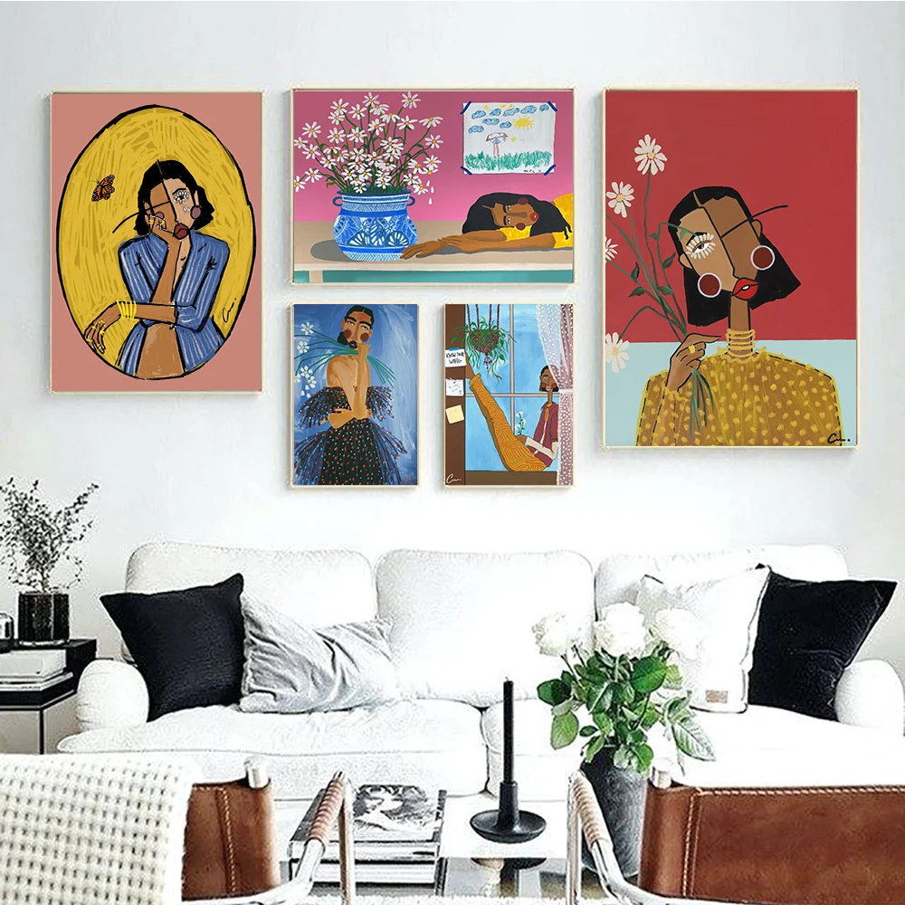 

Paintings for Interior Abstract Modern Fashion Girl Room Decor Art Poster Pictures for Interior Modern Home Room Decor