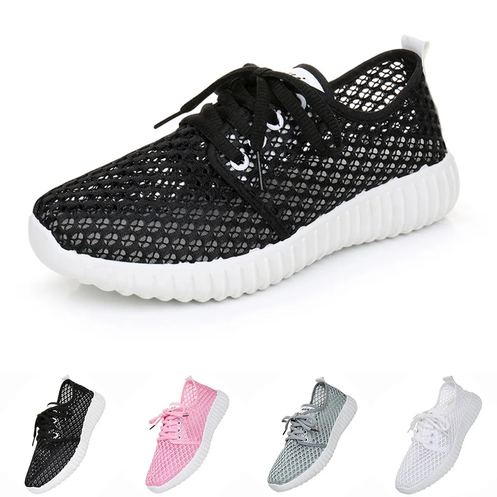 Женские однотонные спортивные кроссовки с дышащей сеткой повседневная обувь для