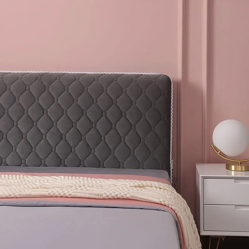 soft thicken velvet quilted headboard cover solid color all inclusive universal bed head cover luxury bed back protector cover free global shipping