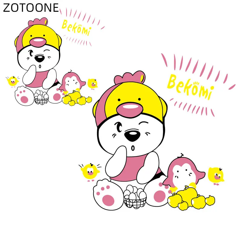 

ZOTOONE Cartoon Bear Patches for Clothes Iron on Heat Transfer Applique Diy Printed Penguin Patch Application Thermo Stickers D