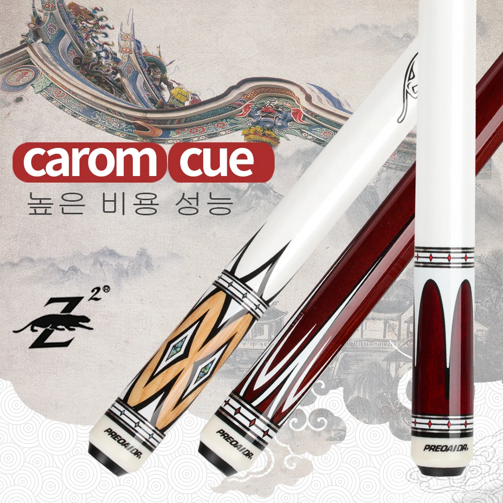 

PREOAIDR Carom Cue 3 Cushion Cue Billiards Korean Carom Cue Stick 11.8mm Tiger Emerald Tip Uni-loc Joint 142cm Libre Cue