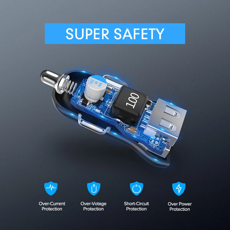 Автомобильное зарядное устройство AZDOME Dual USB для Мобильный телефон планшет 4.8A
