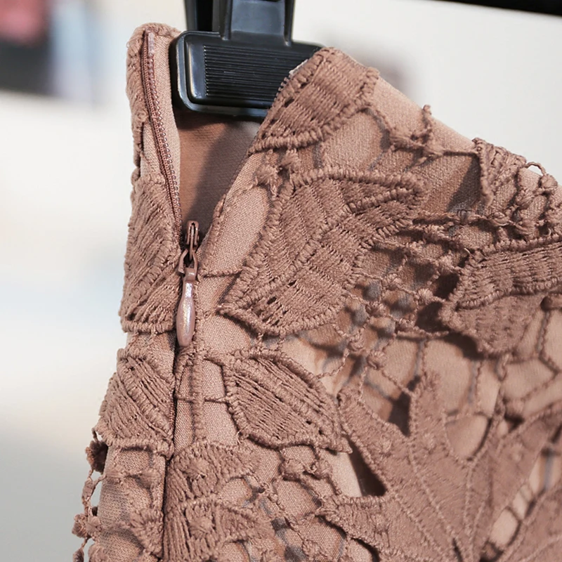 Женская кружевная юбка с высокой талией облегающая элегантная розовая длинная