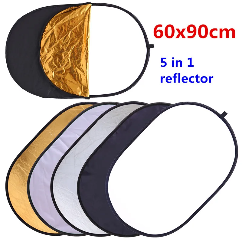 

RYH 60x90cm 24''x35'' 5 in 1 Multi Disc Photography Studio Photo Oval Collapsible Light Reflector handhold portable photo disc