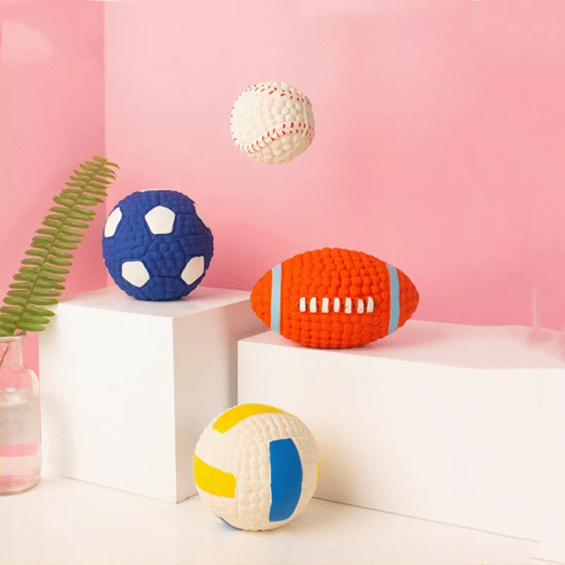

Pet Dog Toy Interactive Dog Toys Latex Football Tennis Dog Bite Sounding Ball Pet Toys