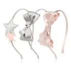 Ободок для волос с атласной лентой, металлический, серебристый, розовый, 1 шт.