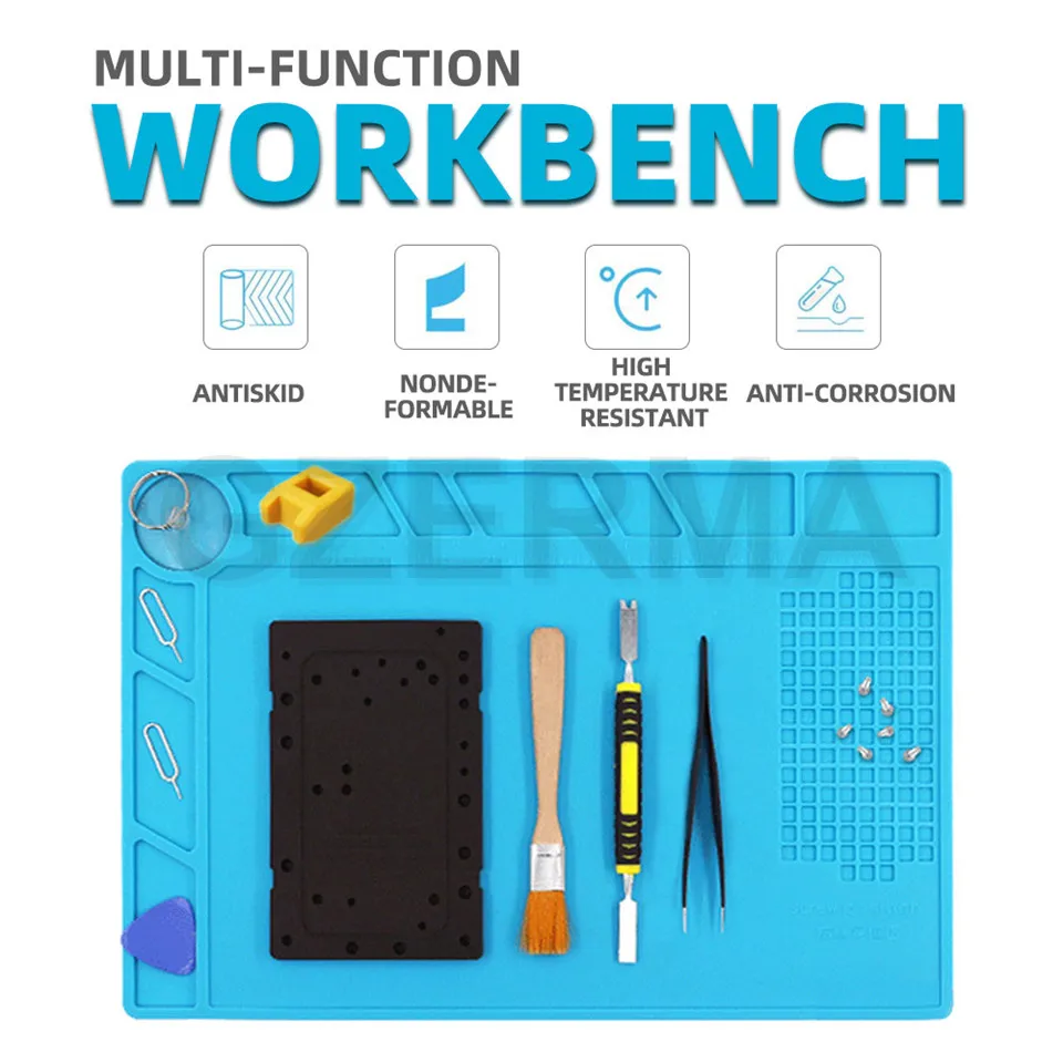 Многофункциональный телефон ПК ремонт компьютера Workbench Pad со шкалой дизайн мульти-сетки винт отверстие силиконовый теплоизоляционный коврик