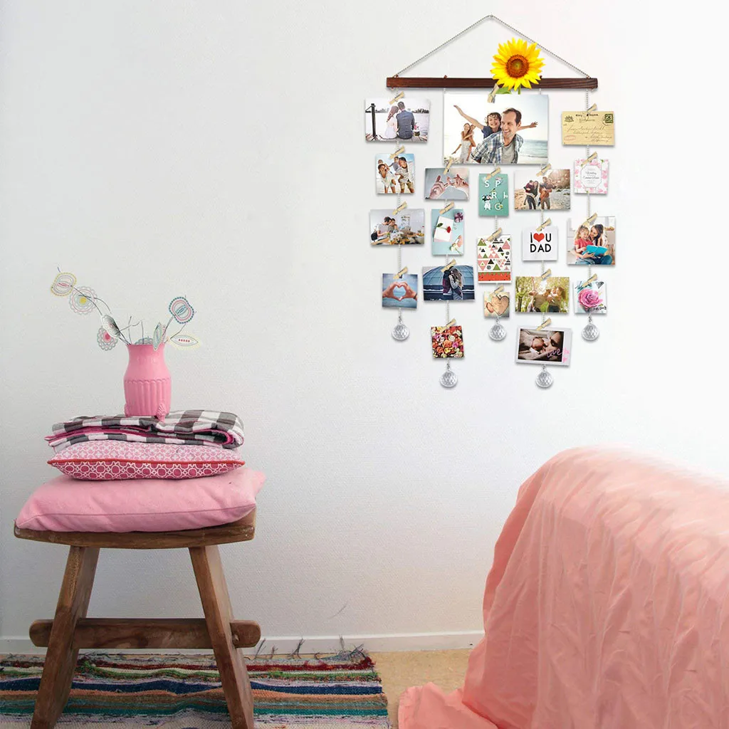 DIY Фото Висячие зажимы струны фото коллаж дисплей фоторамка коллаж фото хранение декоративная подставка держатель для фотографий#15