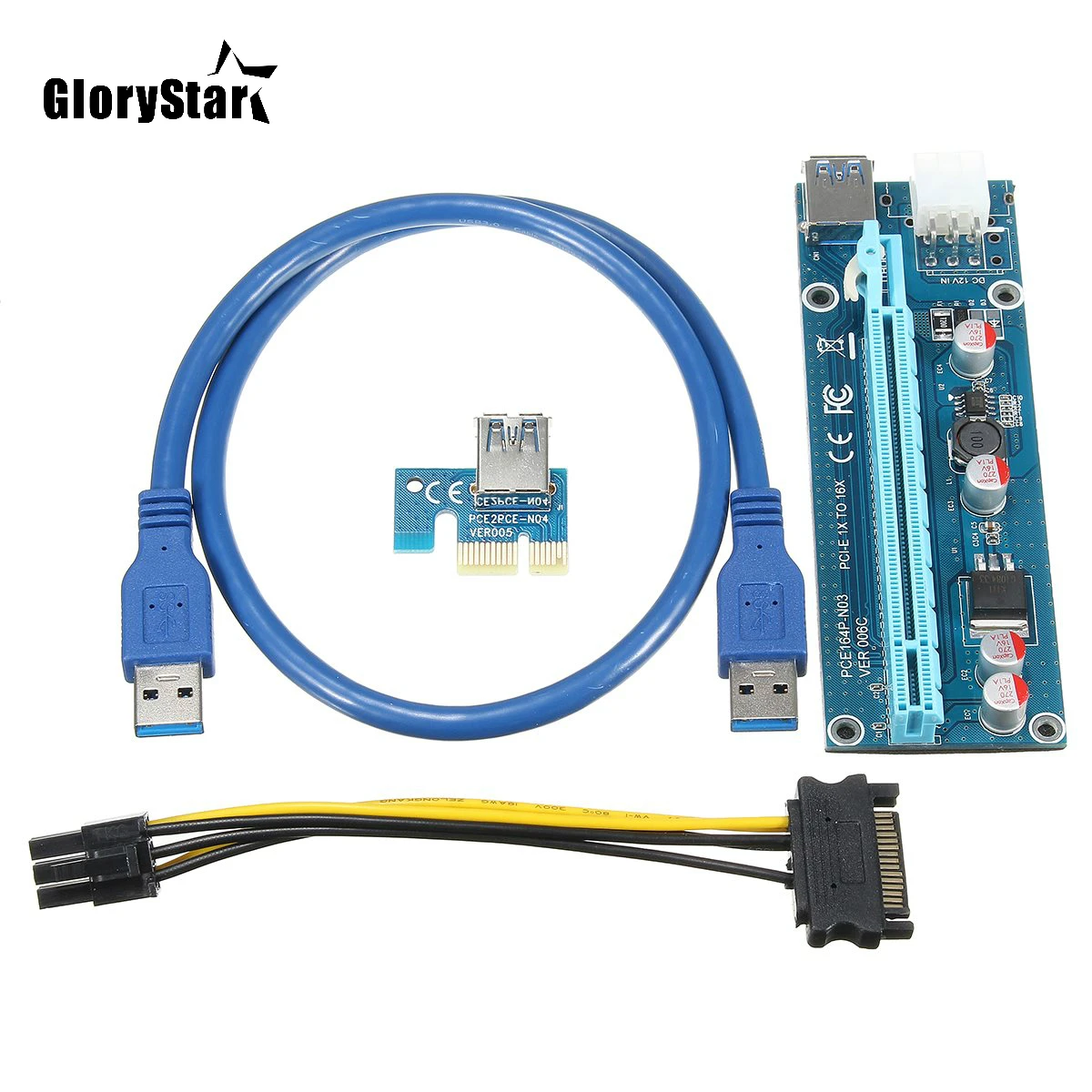 Оптовая продажа 3 шт. USB 3.0 PCI-E Райзер Экспресс 1X 4x 8x 16x адаптер карта SATA 15pin штекер к