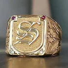 Властное модное мужское кольцо золотого цвета S мужское кольцо с гравировкой цветка мужское кольцо для вечеринки ювелирные изделия аксессуары Размер 6-14