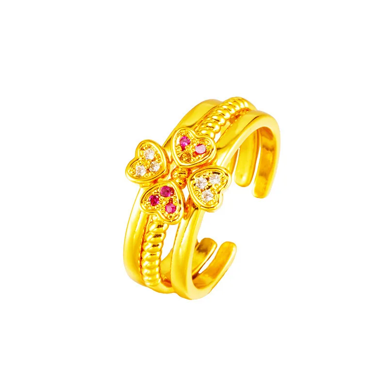 

Trendy 18K Gold Ring Sets Crystal Engagement Rings for Women Clover Wedding Rings Fashion Jewelry gift