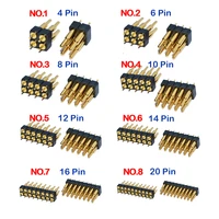 2pcs spring loaded pogo pin power connector plug 4 6 8 10 12 14 16 20 pin dual row surface mount dip height 7 0mm pitch 2 54 mm