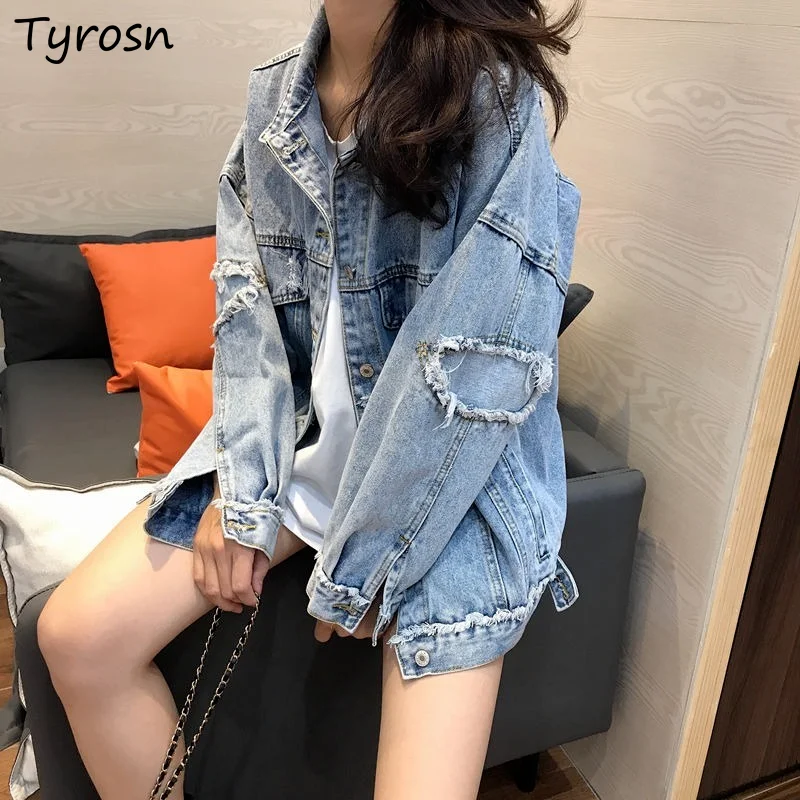 

Vintage Jackets Women Hip Hop Fashion Korean Style Streetwear All-match Autumn Denim Casual Students High Street Designed Loose