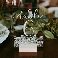 personalized modern wedding table number acrylic calligraphy table numbers with wood holder wedding event shower number sign