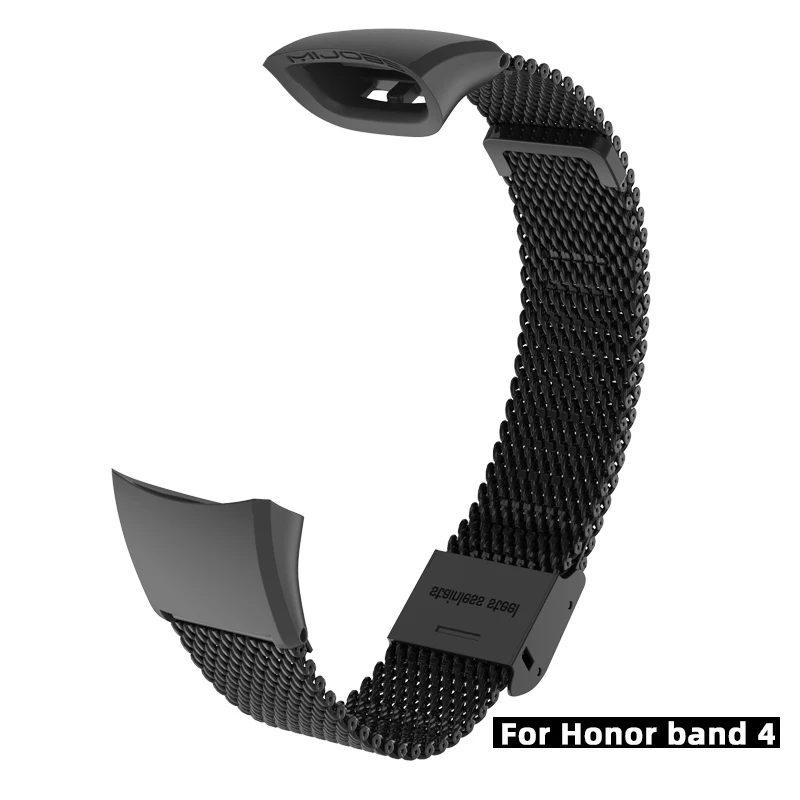 Black-Honor Band 4 Mijobs Миланский металлический ремешок 155-255 мм ремешок для часов браслет из нержавеющей стали браслеты для huawei Honor 3 Band 4 умные аксессуары - Цвет: Black-Honor Band 4