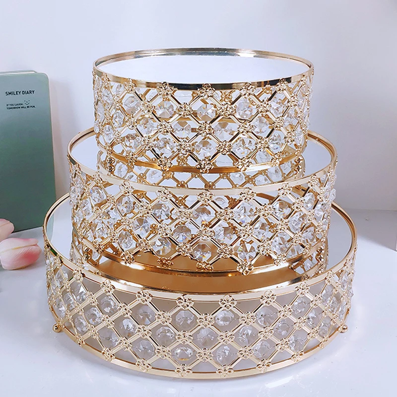 

Gold Mirror Metal Cake Stand Round Cupcake Wedding Birthday Party Dessert Pedestal Display Plate Home Decor