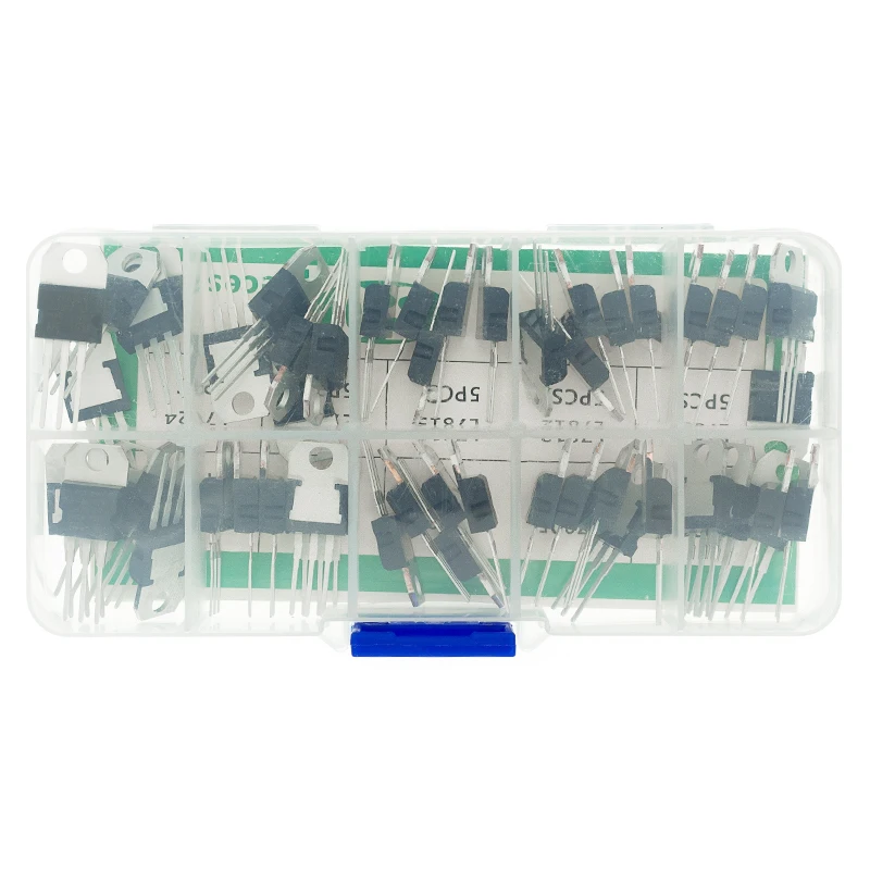 LM317T L7805 L7806 L7808 L7809 L7810 L7812 L7815 L7818 L7824 Transistor Assortment Kit 10value 50PCS Voltage Regulator Box | Электронные