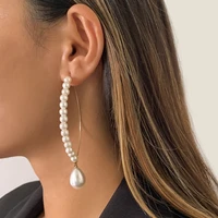 simple new classic elegant simulated pearl statement earrings for women bridal trendy wedding party drop pearl earrings jewelry