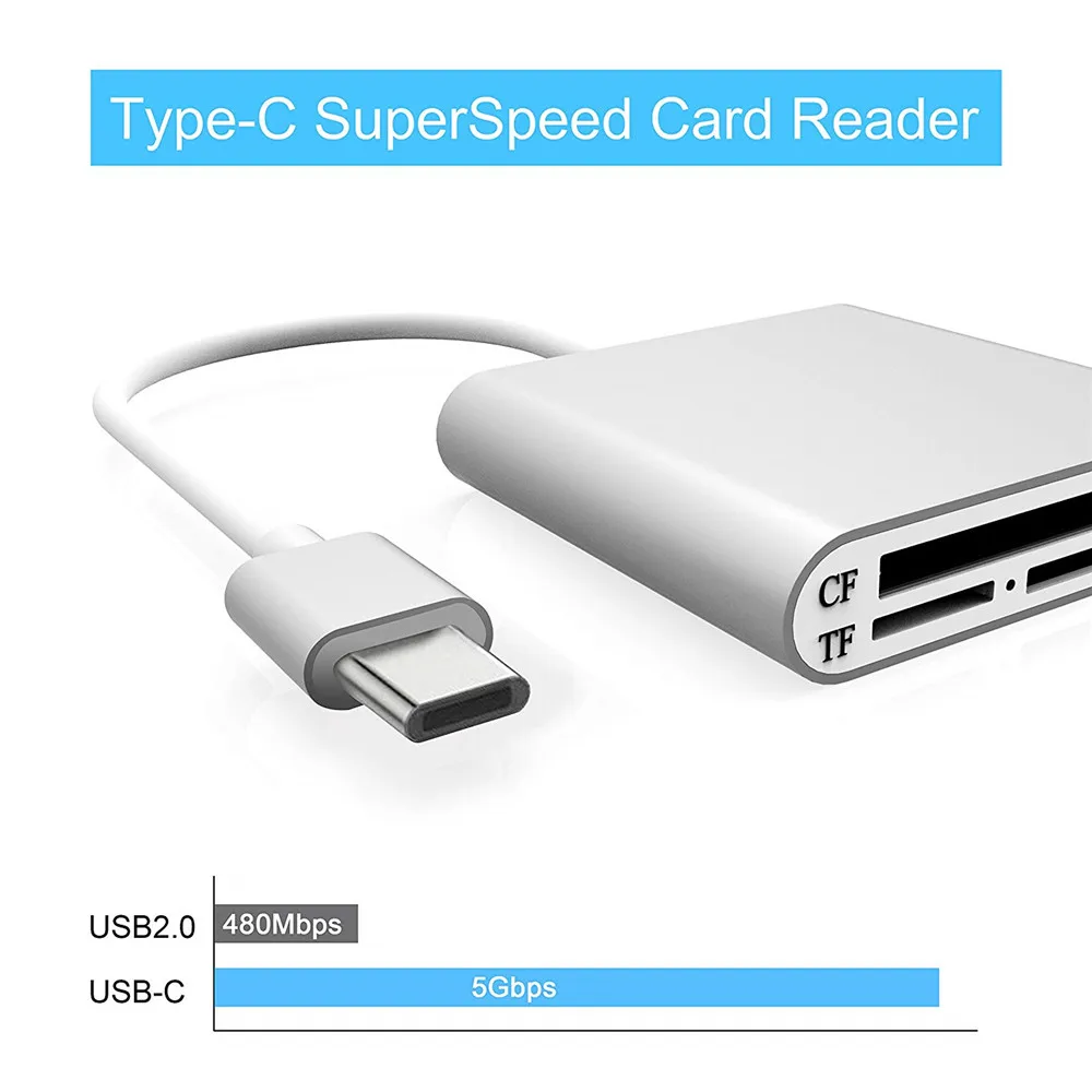 Устройство для чтения карт памяти 3-в-1 USB 3 0 Type C компактный адаптер флэш-карт CF/SD/TF