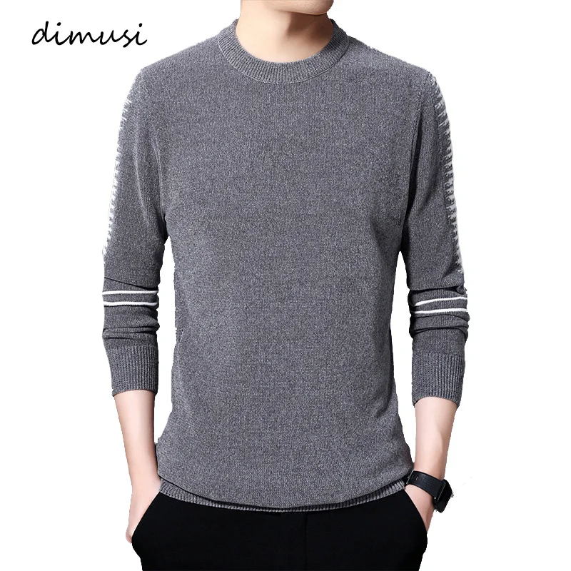 DIMUSI зимние мужские свитера повседневные однотонные с длинными рукавами