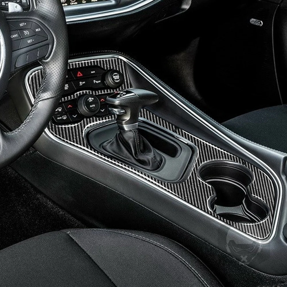 

Carbon Fiber Stickers Car Interior Gear Shift Panel Cover Frame Trim Car Accessories for Dodge Challenger