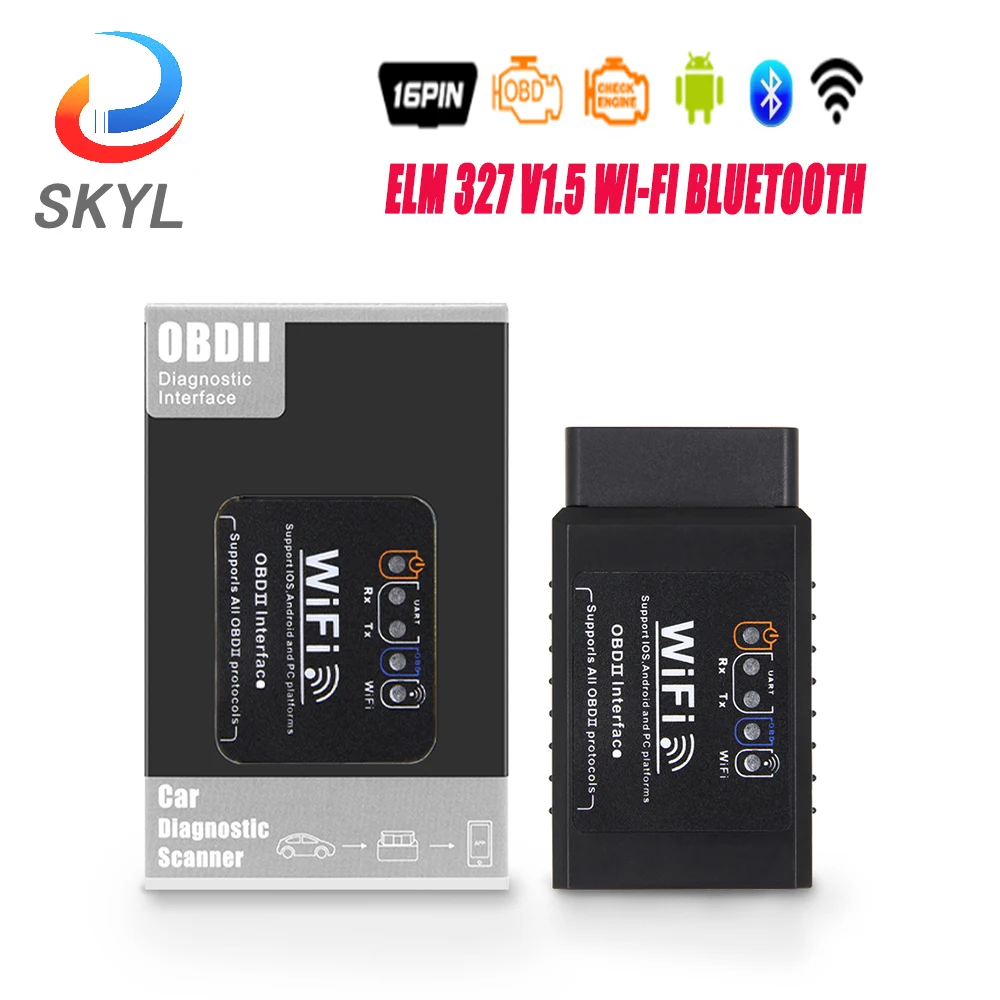 Считыватель кодов OBD2 ELM 327 V1.5 Wi Fi Bluetooth PIC18F25K80 сканер elm327 obd считыватель для Android/iOS OBD