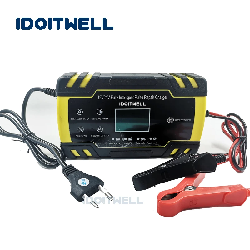 Automatic 12V 24V Motorcycle Car Battery Charger 8A 4A VRLA SLA AGM GEL charger Pulse Repair lead acid battery | Электроника