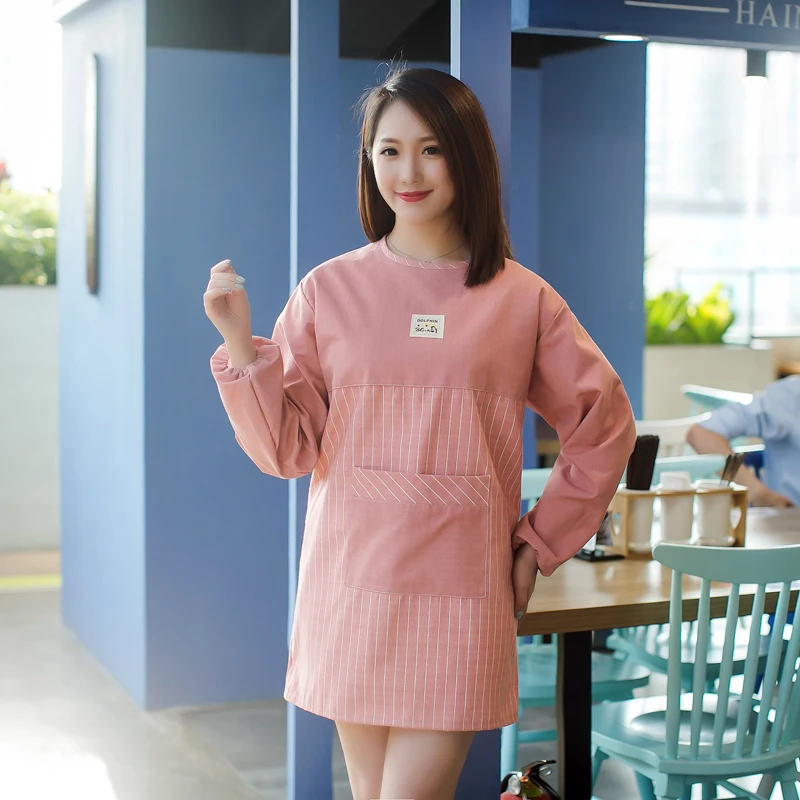 

Overalls adult Korean fashion ladies kitchen apron long-sleeved home increase thickening waterproof and oil-proof