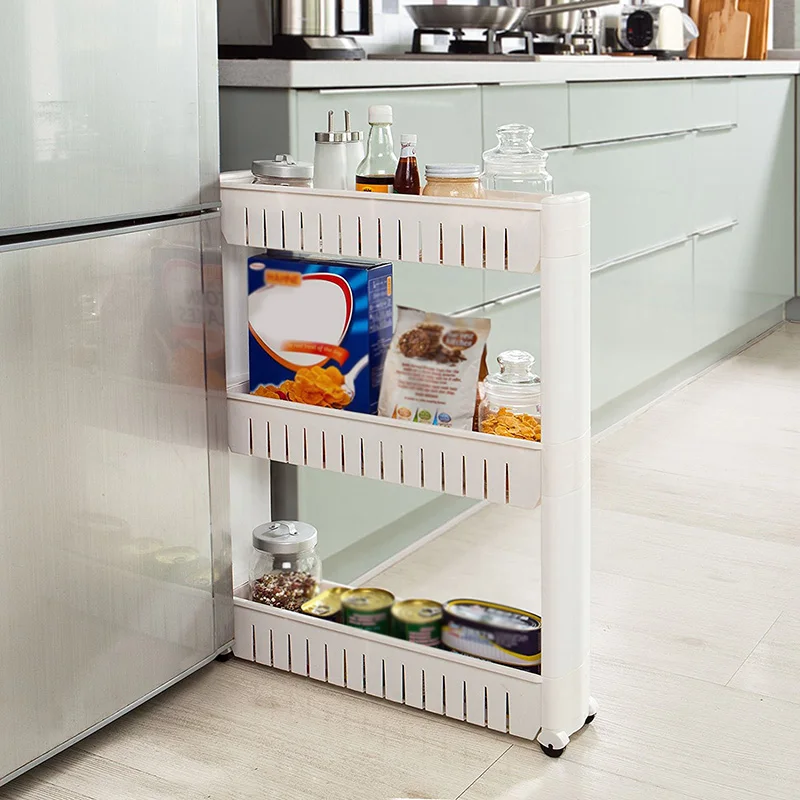 3 Layer Plastic Shelf Cart Kitchen Storage Rack Slim Slide Tower Movable Bathroom Wheels Organizer HWC | Строительство и ремонт