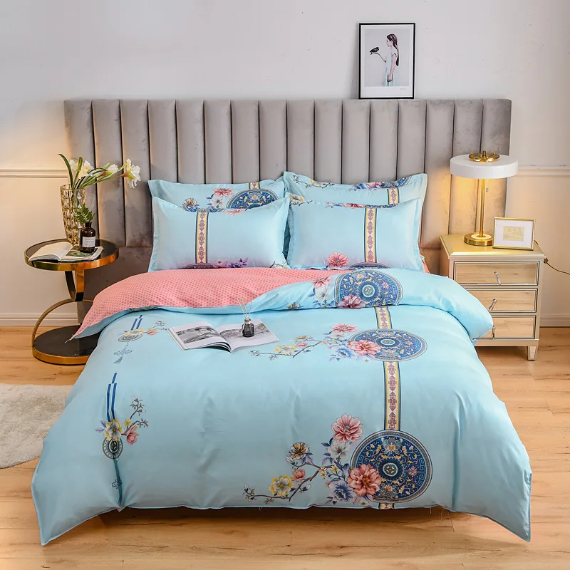 

Elka Simple Flower Four-piece Bed Cover Set Plant Cashmere Bed Linen Cover Oceania