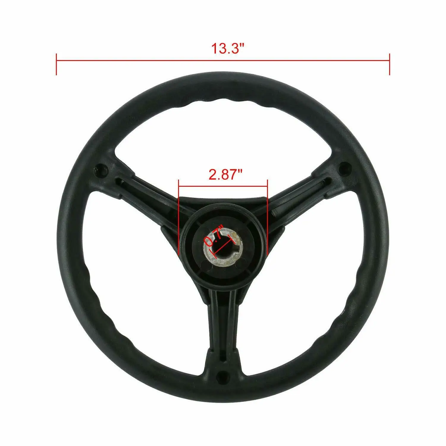 

13 1/2" Marine Boat Steering Wheel 3 Spoke All Black Plastic & Soft Touch Rim