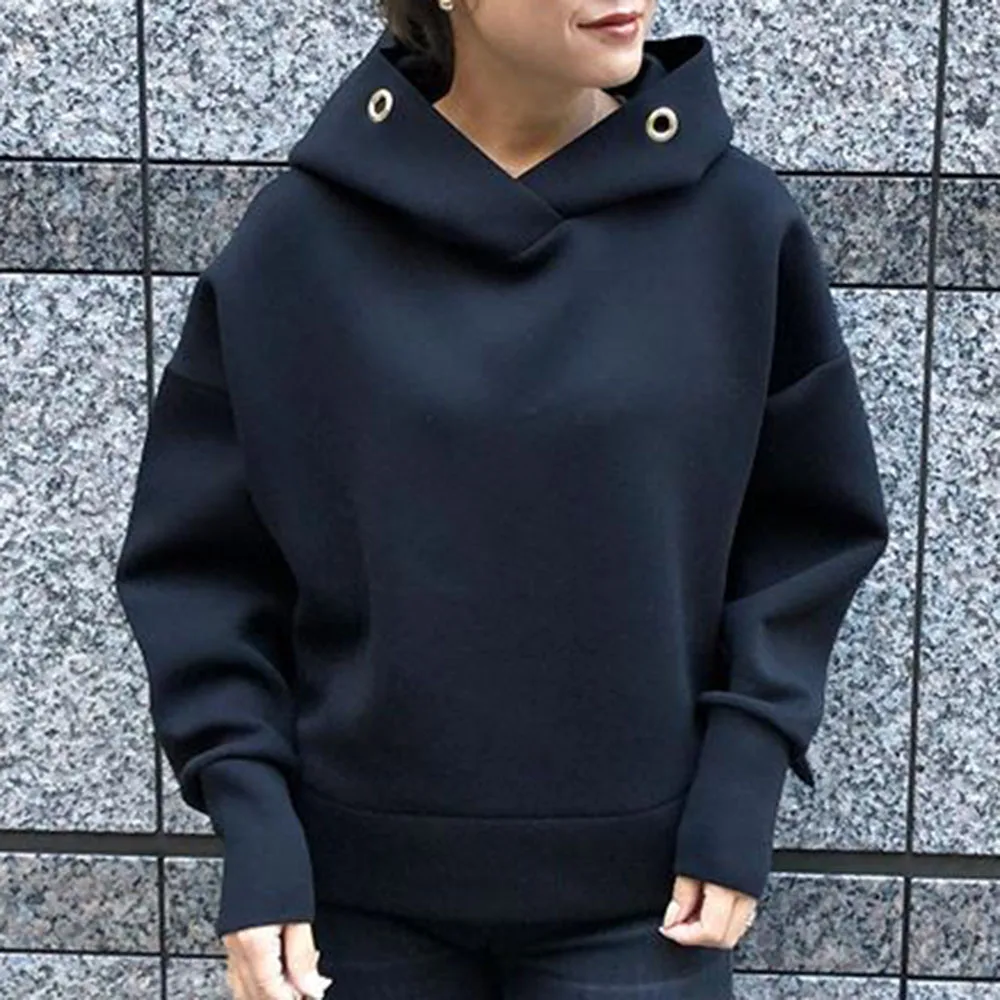 Women Solid Hoodie Autumn Spring Office Ladies Elegant Pullover Hooded Coat Japan Korea Causal Tops Outwear Brown Top Young New | Женская