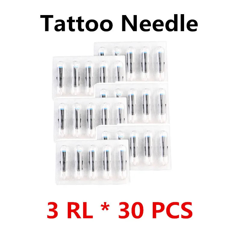 30pcs 3RL Горячая роторная Татуировка ручка машина лучший тихий мотор профессиональный макияж татуировки пистолеты студия поставки сплава тату машина комплект - Цвет: 30pcs 3RL