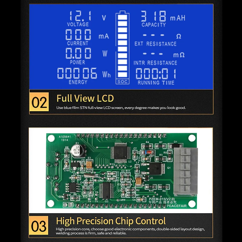 Высокоцифровой измерительный инструмент для аккумулятора амперметр вольтметр