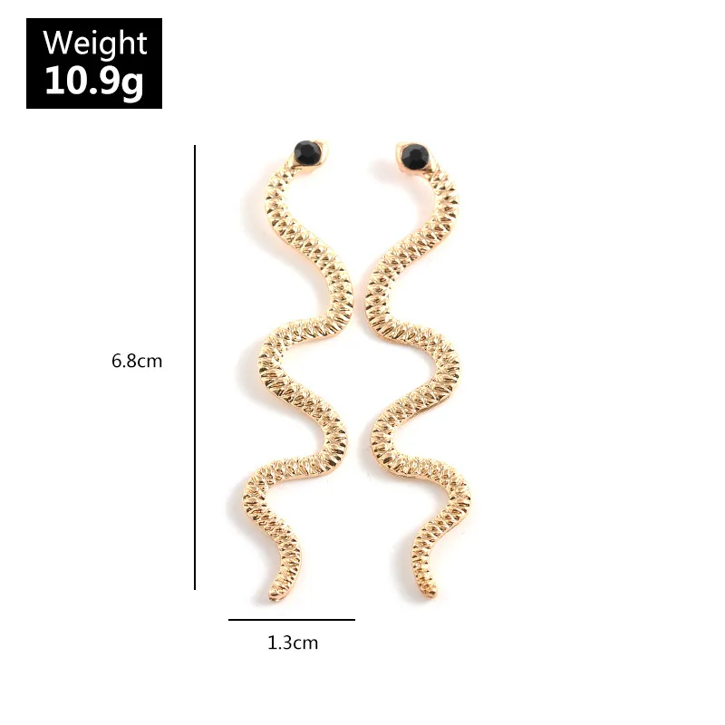 Women Europe Personality Distorted Snake Geometric Hip-Hop Earrings Female Exaggerated Serpentine Embossed Stud Earings Jewelry | Украшения