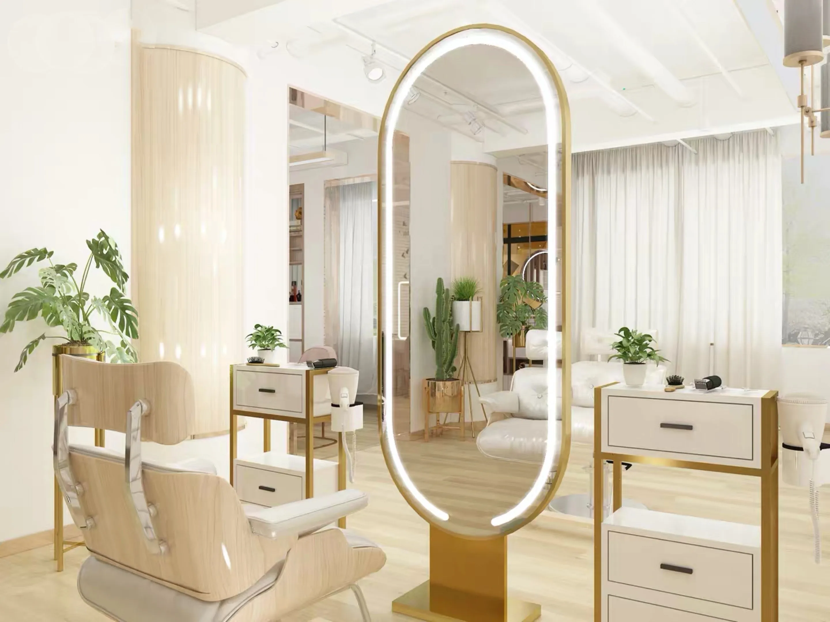 Стайлинг зеркала из нержавеющей стали золотого цвета со светодиодный светильник