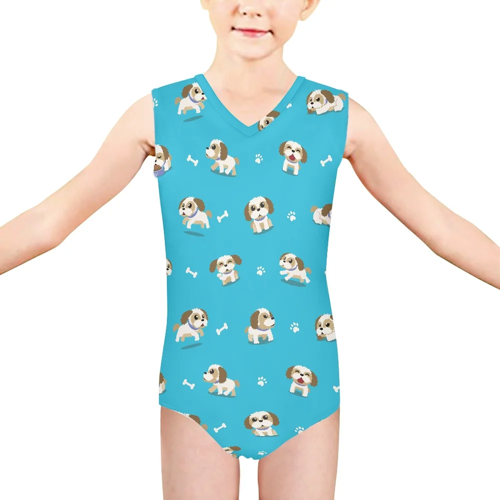 

3-14 Years Cartoon Dog Print Kids Swimsuits Summer Style High quality Children Swimwear One Piece Girls Swimsuits Brand Design