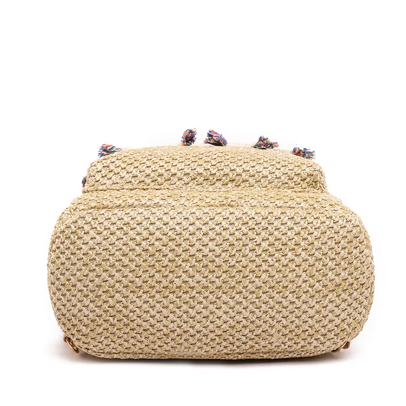 

Women Backpack Teen Girls Summer Beach Straw Woven bag Tassel mochila Female Casual Shoulder School Bag backpacks Bolso de playa