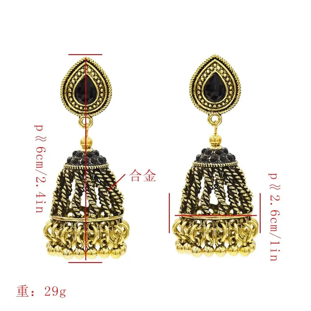 Египет окисленные золотые металлические серьги Jhumka Jhumki этнические большие с