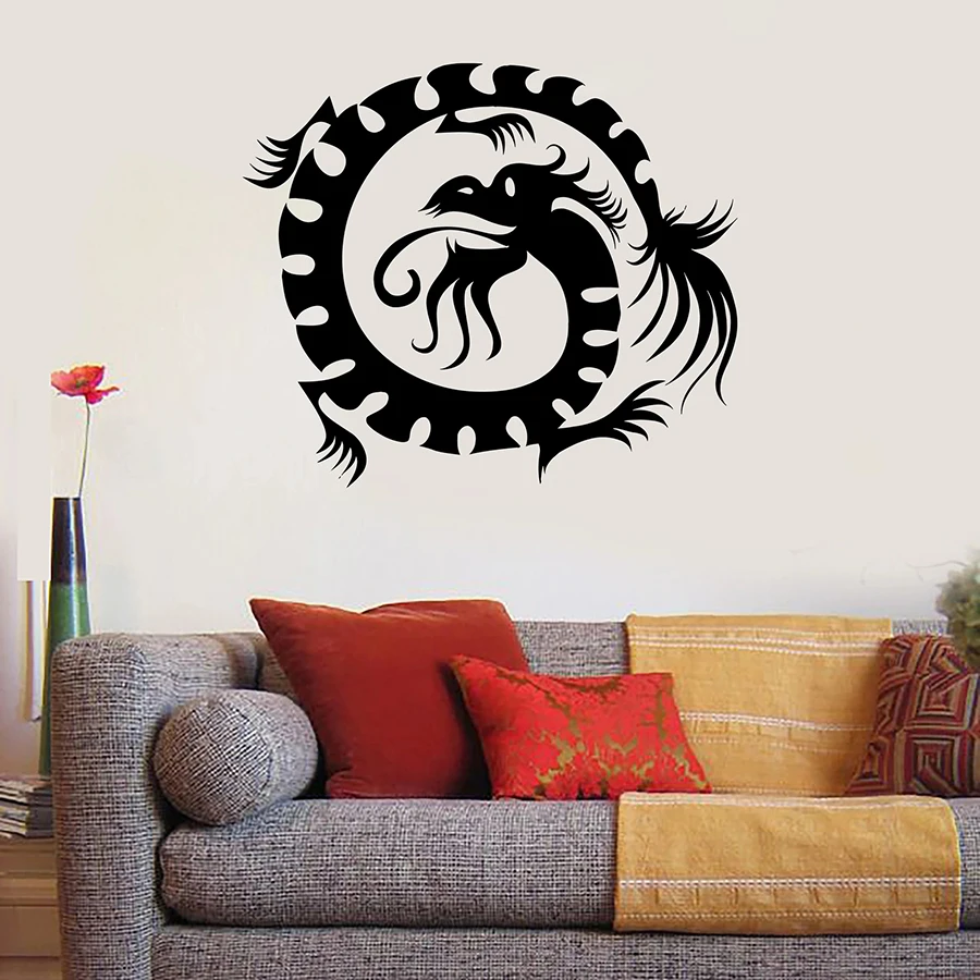 Oriental Mythological Wall Decal Chinese Funny Fantasy Dragon Vinyl Window Sticker Bedroom Living Room Home Decor Art Mural M185 | Дом и сад