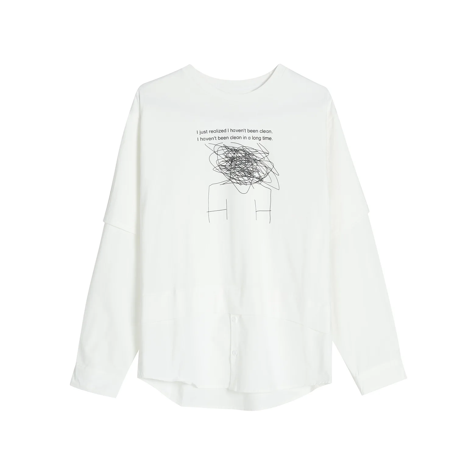 

Special zone - Korean version fake two piece splicing Pullover long sleeve T-shirt bottom coat Harajuku BF style top