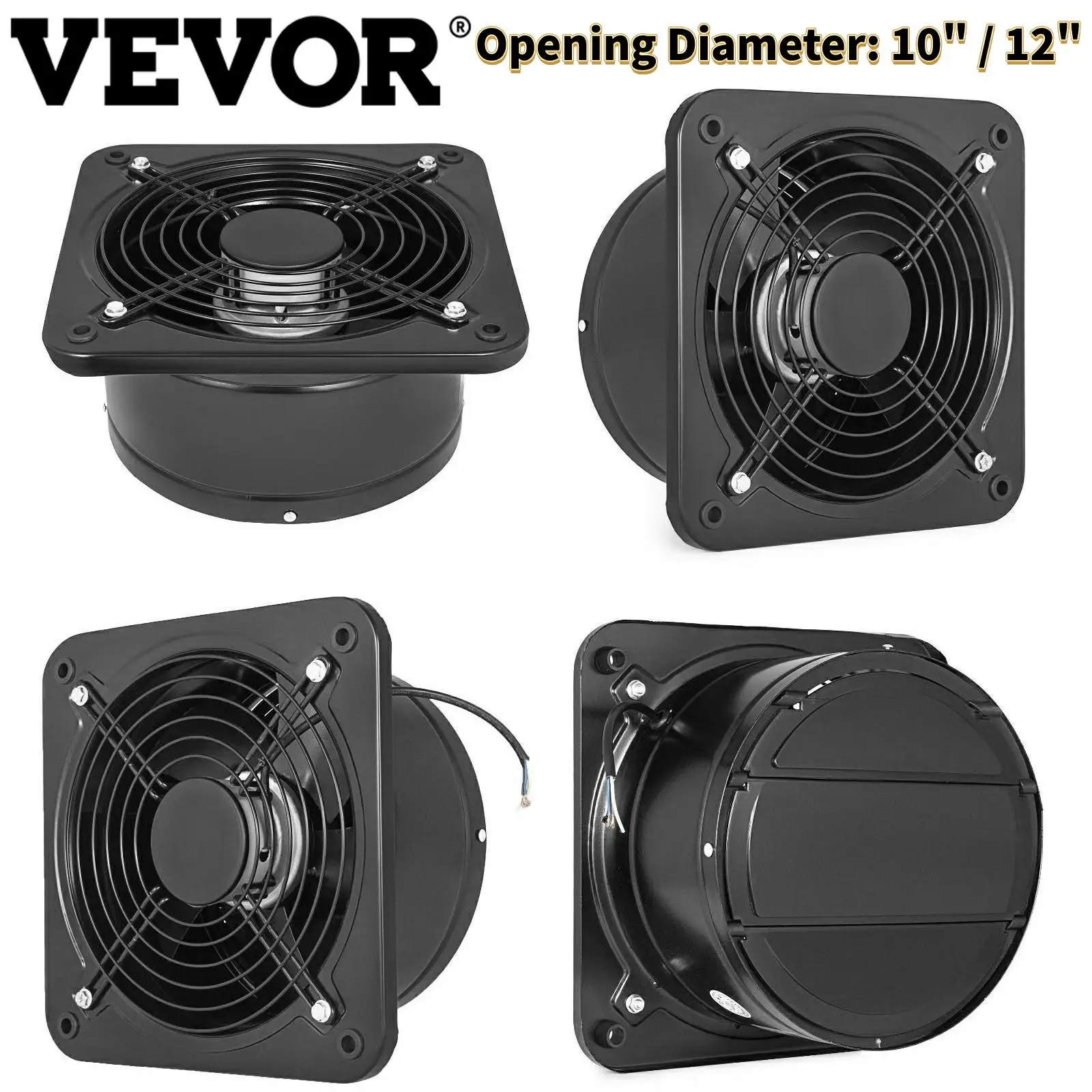 

VEVOR Industrial Ventilation Extractor Exhaust Fan 10" 12" 74.5W 150W Air Blower High Speed Low Noise for Workshop and Warehouse