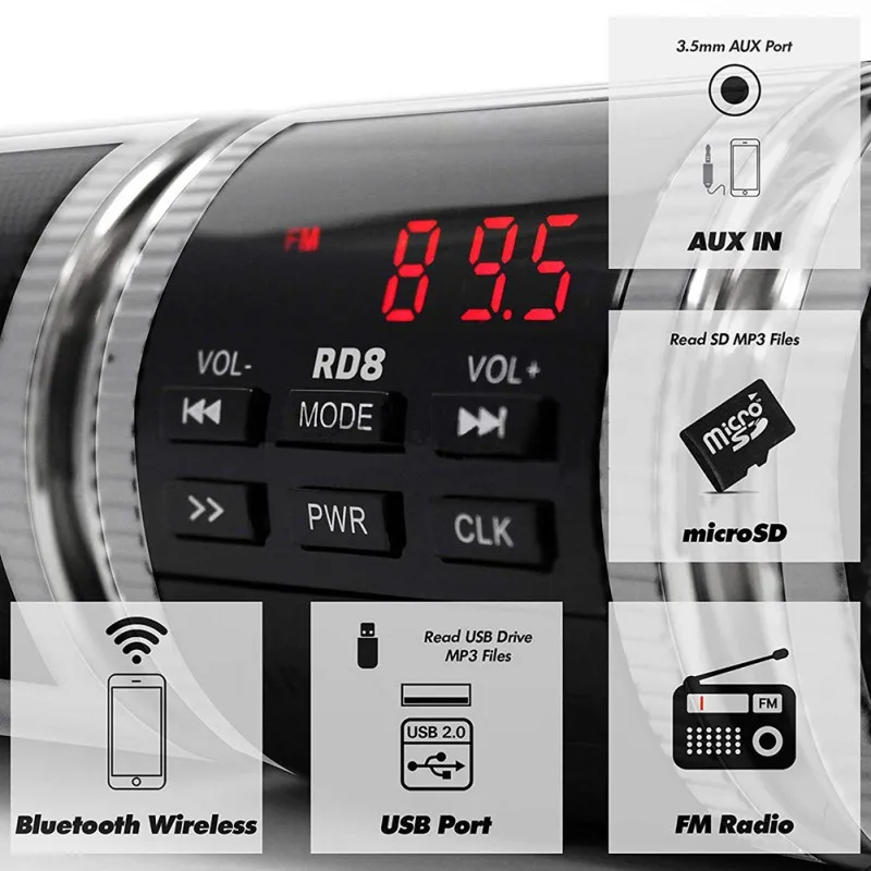 

Waterproof Bluetooth Motorcycle Stereo Speaker High Power Handlebar Mount MP3 Music Player Motorcycle Modified Audio Amplifier