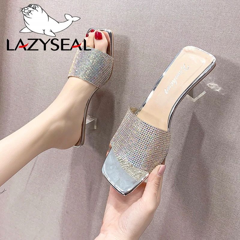 Сланцы LazySeal женские на каблуке 7 см пляжные шлепанцы роскошная модная нарядная