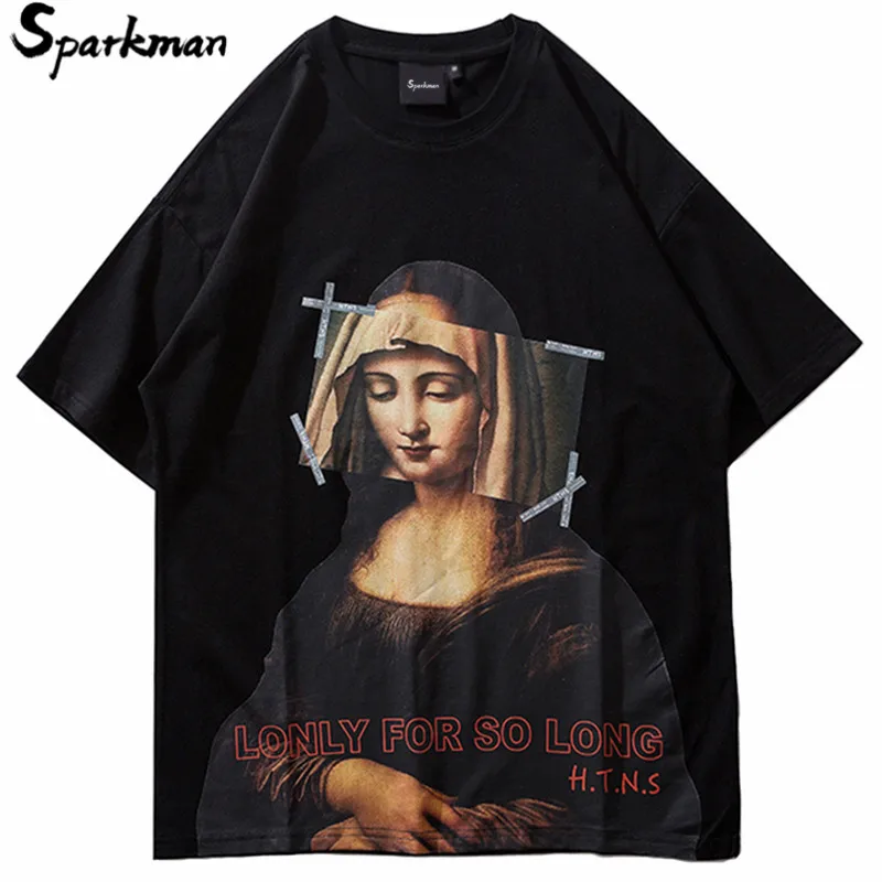 2019 забавная футболка Мона Лиза Дева Мэри хип хоп Футболка уличная Летняя мужская
