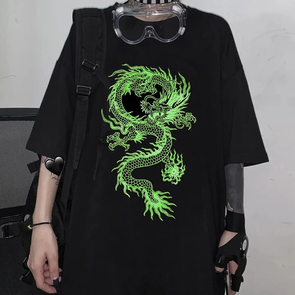 

Dragon Print T-Shirt Women Plus Size Short Sleeve blouser Harajuku Fun Basic Ladies Summer Tee Casual New Streetwear Hip Hop Top