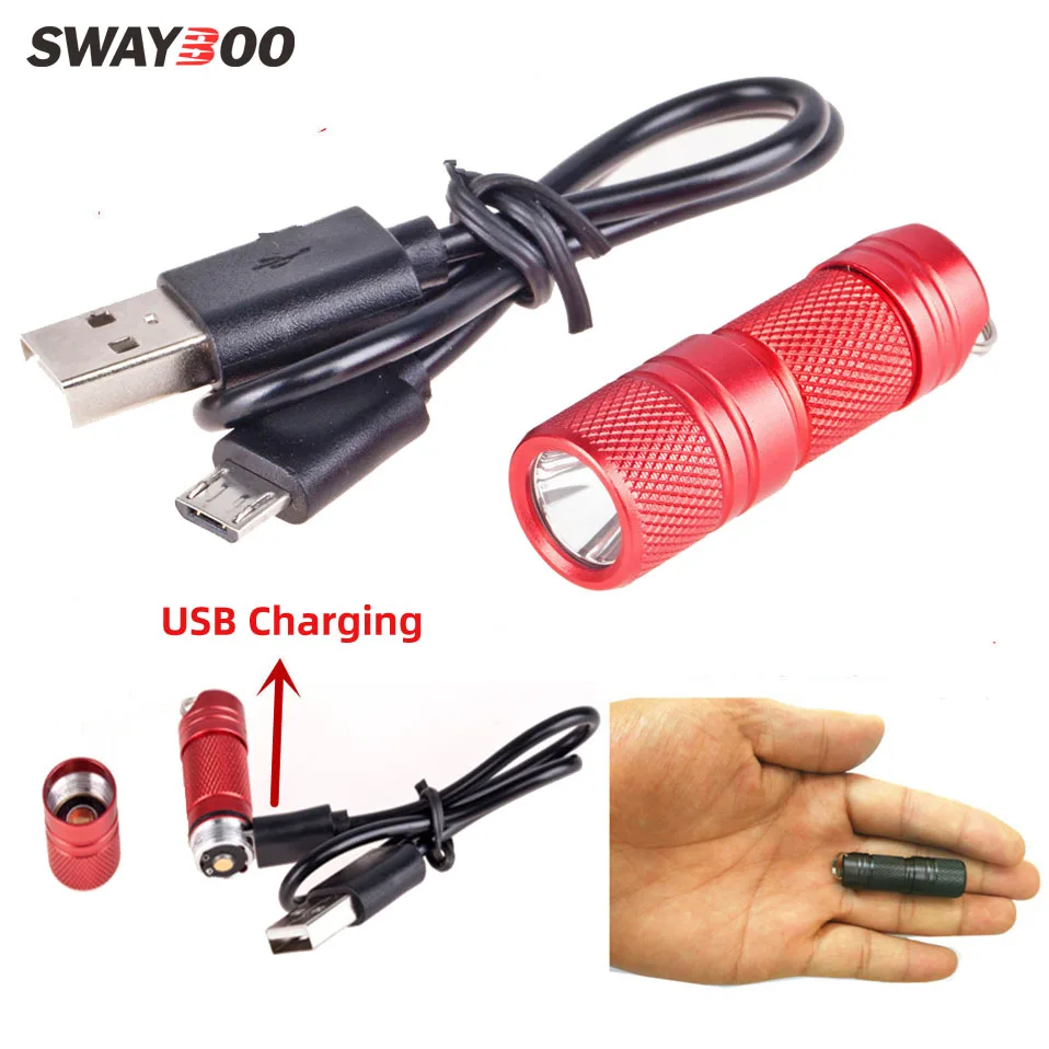 Swayboo новый брелок мини Карманный USB Перезаряжаемый фонарик со светодиодным